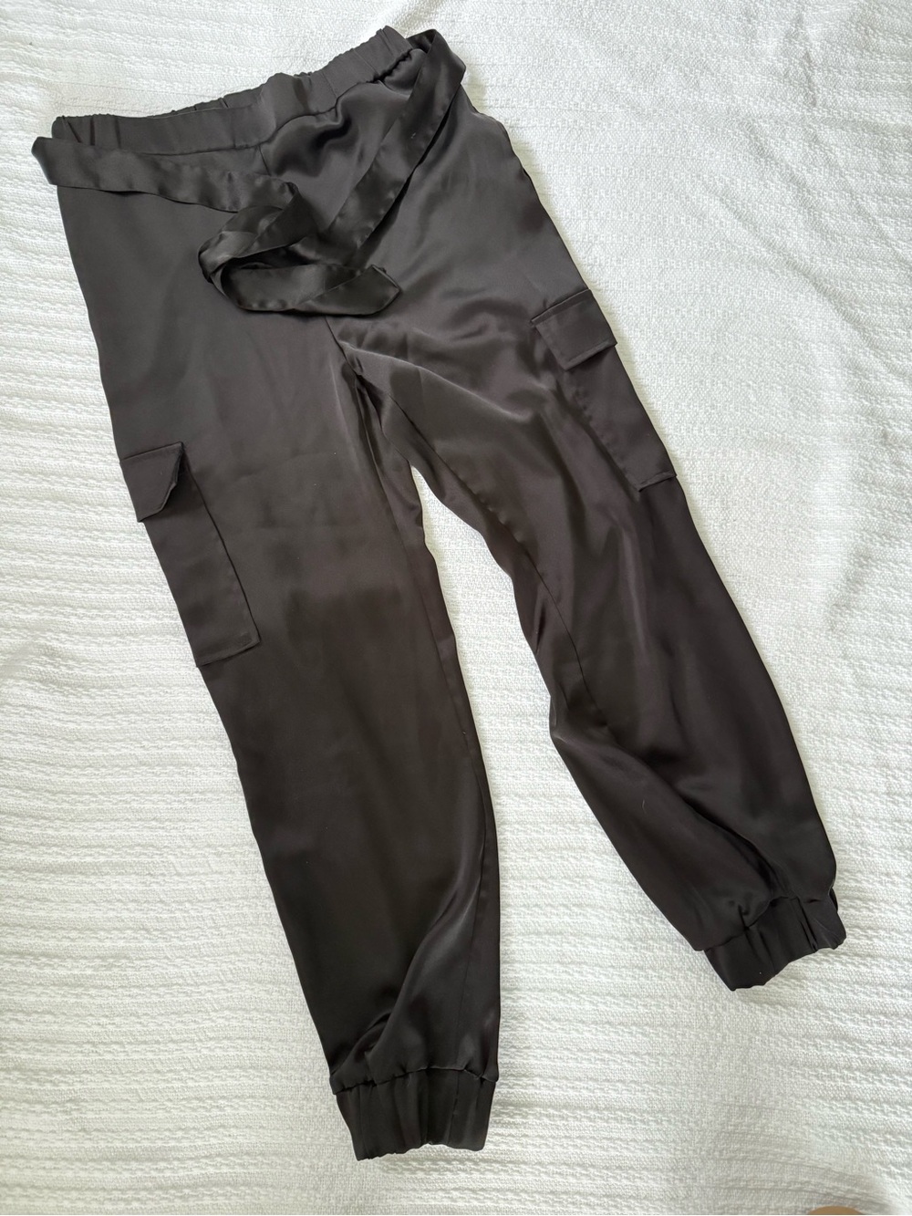 Black Satin Joggers